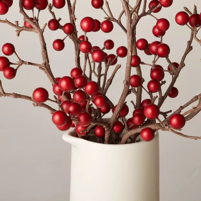 18" Faux Red Berry Ceramic Arrangement - Hearth & Hand™ with Magnolia | Target