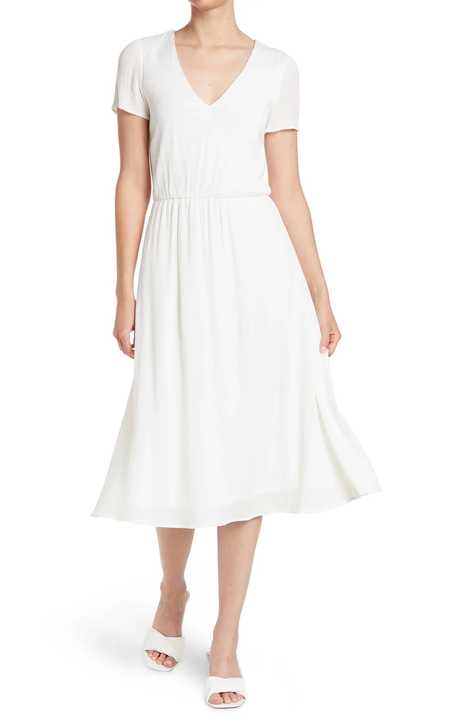 WAYF V-Neck Short Sleeve Blouson Midi Dress | Nordstromrack | Nordstrom Rack