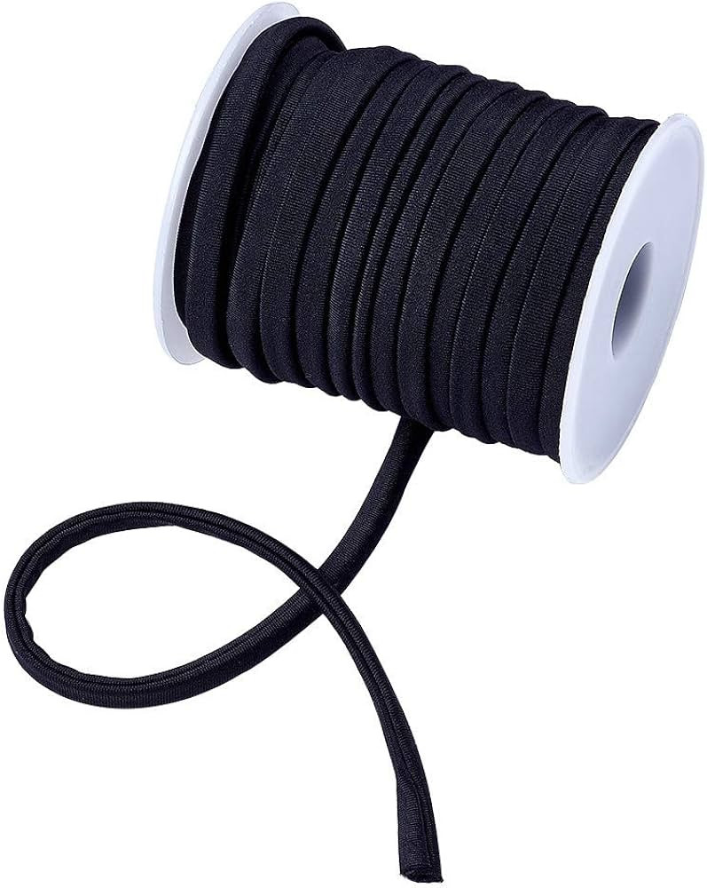 Cheriswelry 21.87 Yards 5mm Black Flat Nylon Cord Soft Stretch Beading Strings Elastic Band Rope ... | Amazon (CA)
