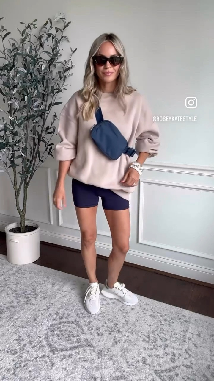 Oversized sweatshirt
Bike shorts 4”
Tan sneakers
Crossbody bag

#LTKstyletip #LTKover40 #LTKfindsunder50