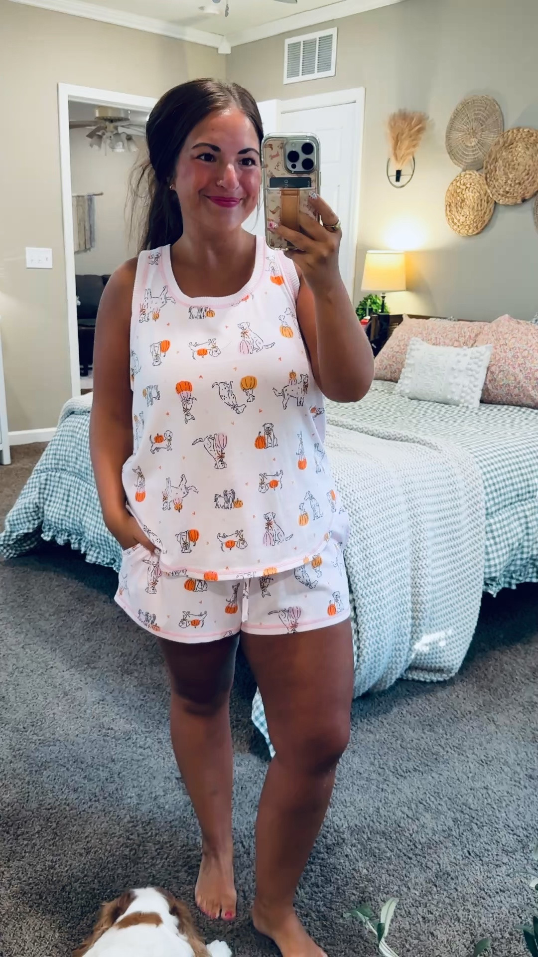 Calling all dog moms! 🐶🎃 This adorable fall pup pajama set from Walmart is only $16.98—perfect for cozy nights with your furry best friend! 🐾🍂🧡 These always go fast!!

pajama set: fits true to size // wearing a large 

 