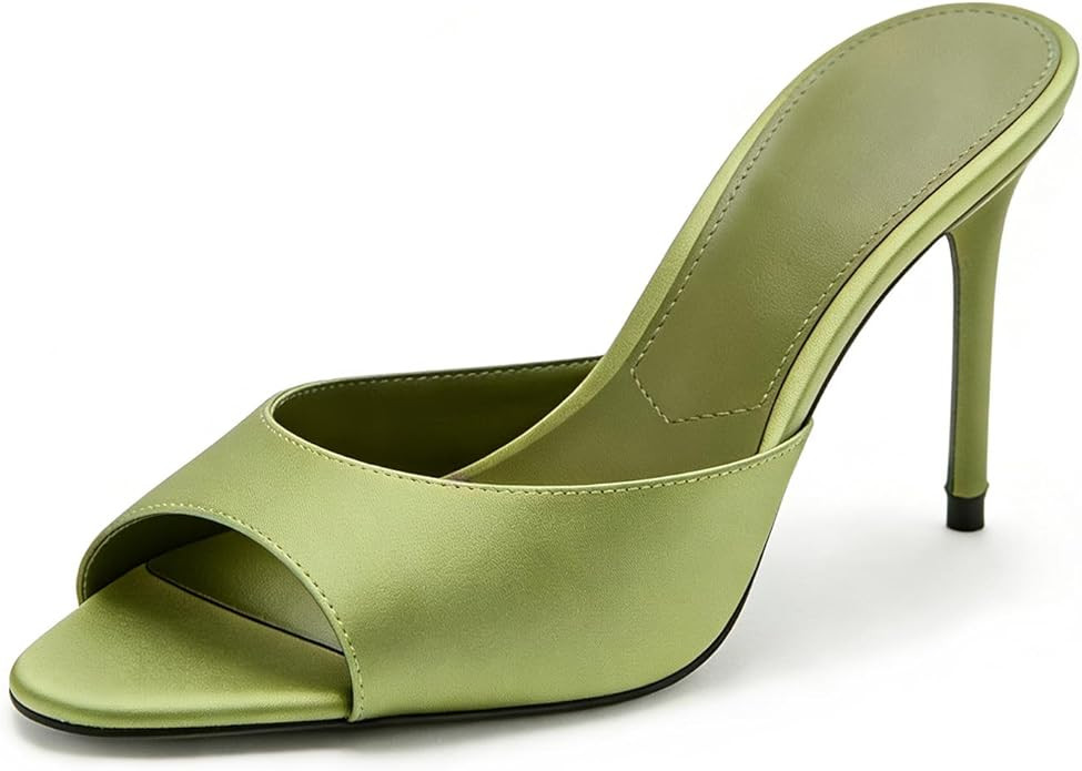 Amazon.com | LOEHGMSGE Women'S Satin Stiletto Prom Sandals Sexy Pointed Peep Toe Wide Band Comfor... | Amazon (US)