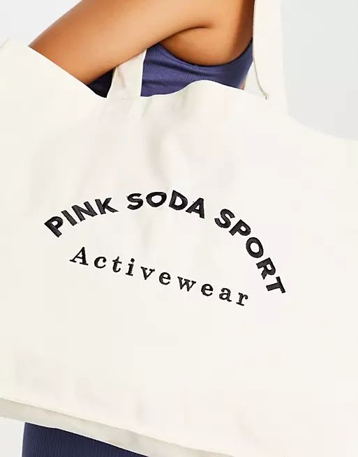 Pink Soda Sport arch logo canvas tote bag in white | ASOS (Global)