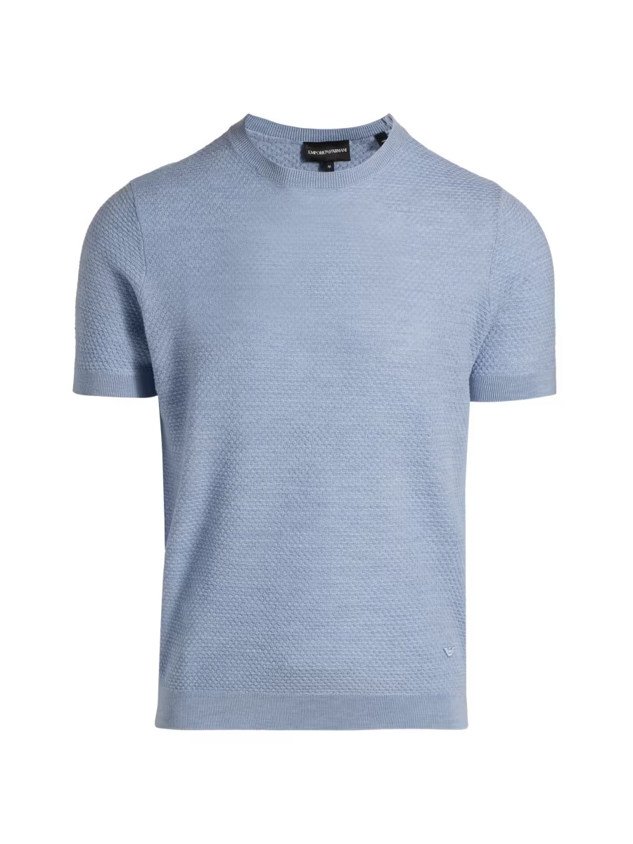 Emporio Armani Tonal Textured Short-Sleeve Sweater | Saks Fifth Avenue | Saks Fifth Avenue