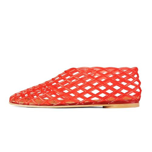 GTBINGGO Women's Red Jelly Sandals, Size 7.5, Slip On, Flat, Casual, Wedding, Solid Red | Amazon (CA)