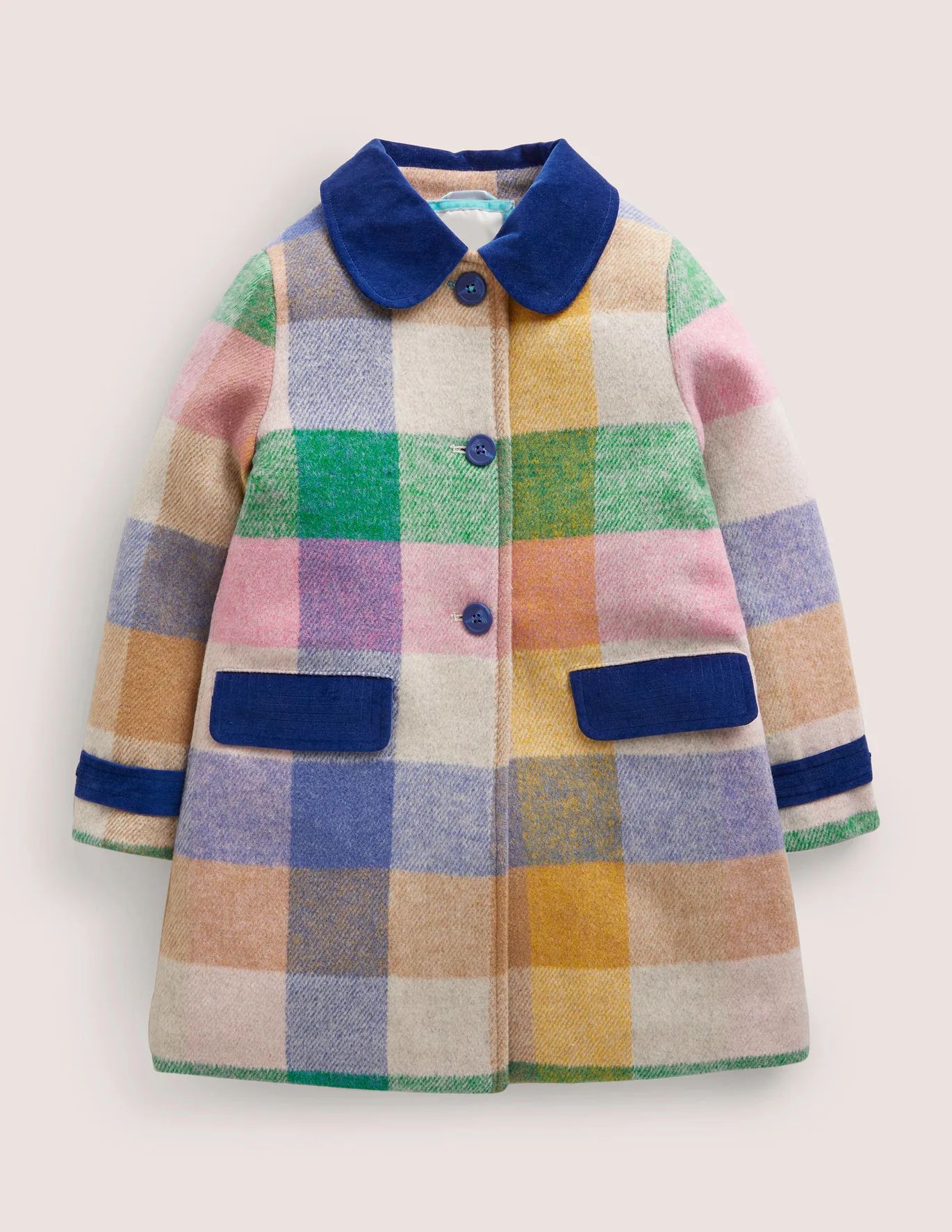 Check Wool Coat - Multi Rainbow Gingham | Boden (US)