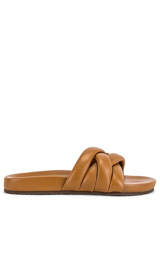 Low Key Glow Up Slides in Tan Leather | Revolve Clothing (Global)