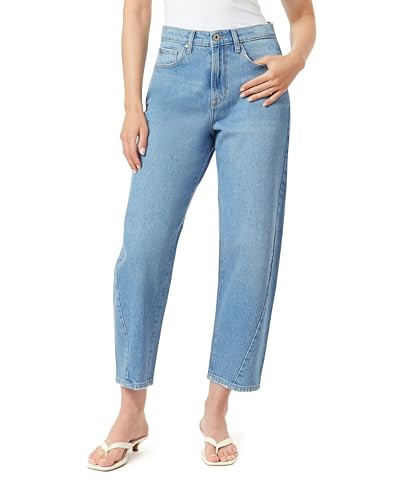 kensie Jeans for Women The Jessica Retro Luxe High-Rise Forward Side Seamed Barrel 26-Inch Inseam, Brisbane, 0 | Amazon (US)