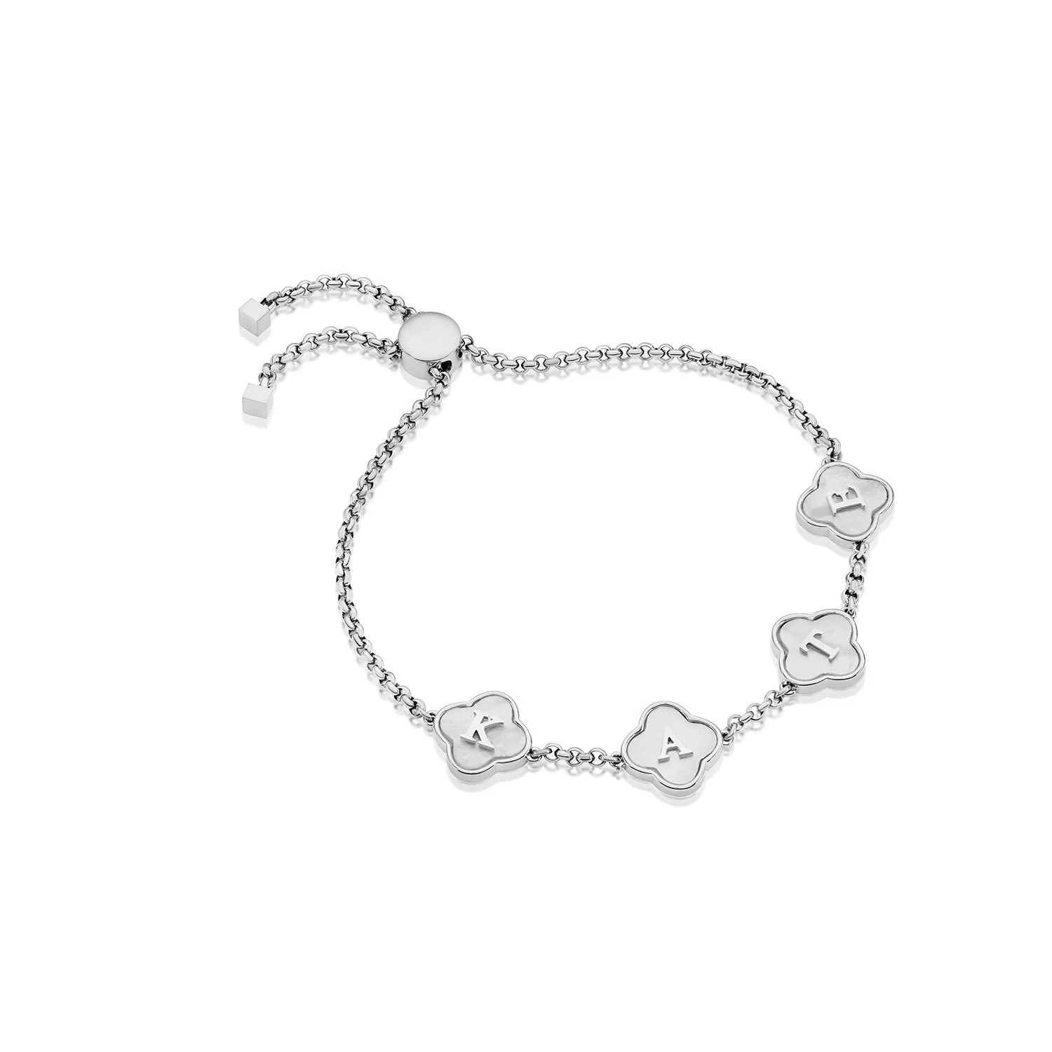 Clover Custom Name Bracelet (Silver) | Abbott Lyon