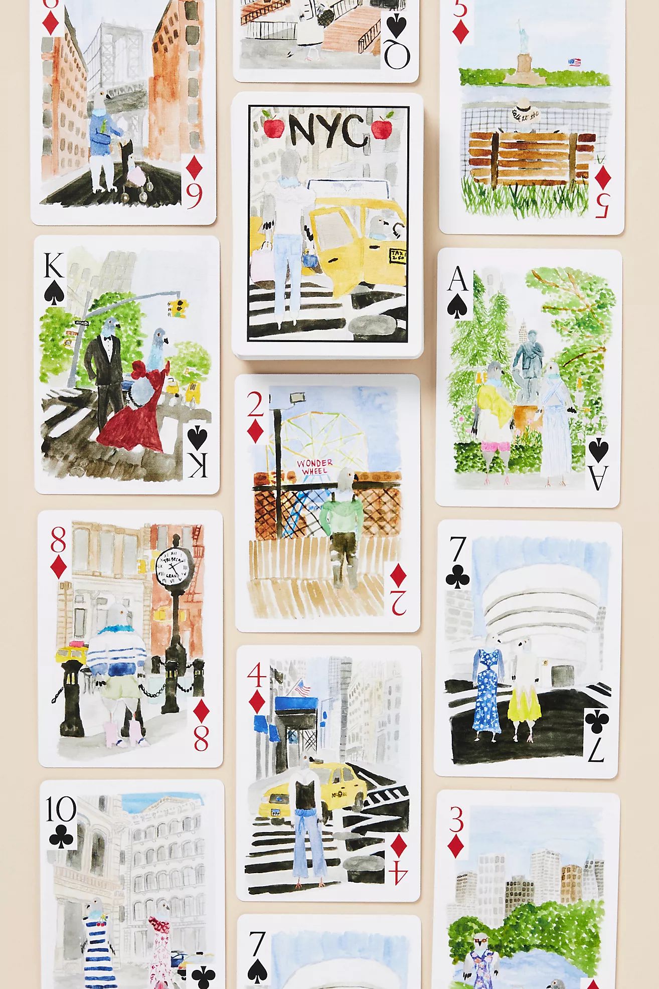 Loulou Baker Watercolor City Playing Cards | Anthropologie (US)