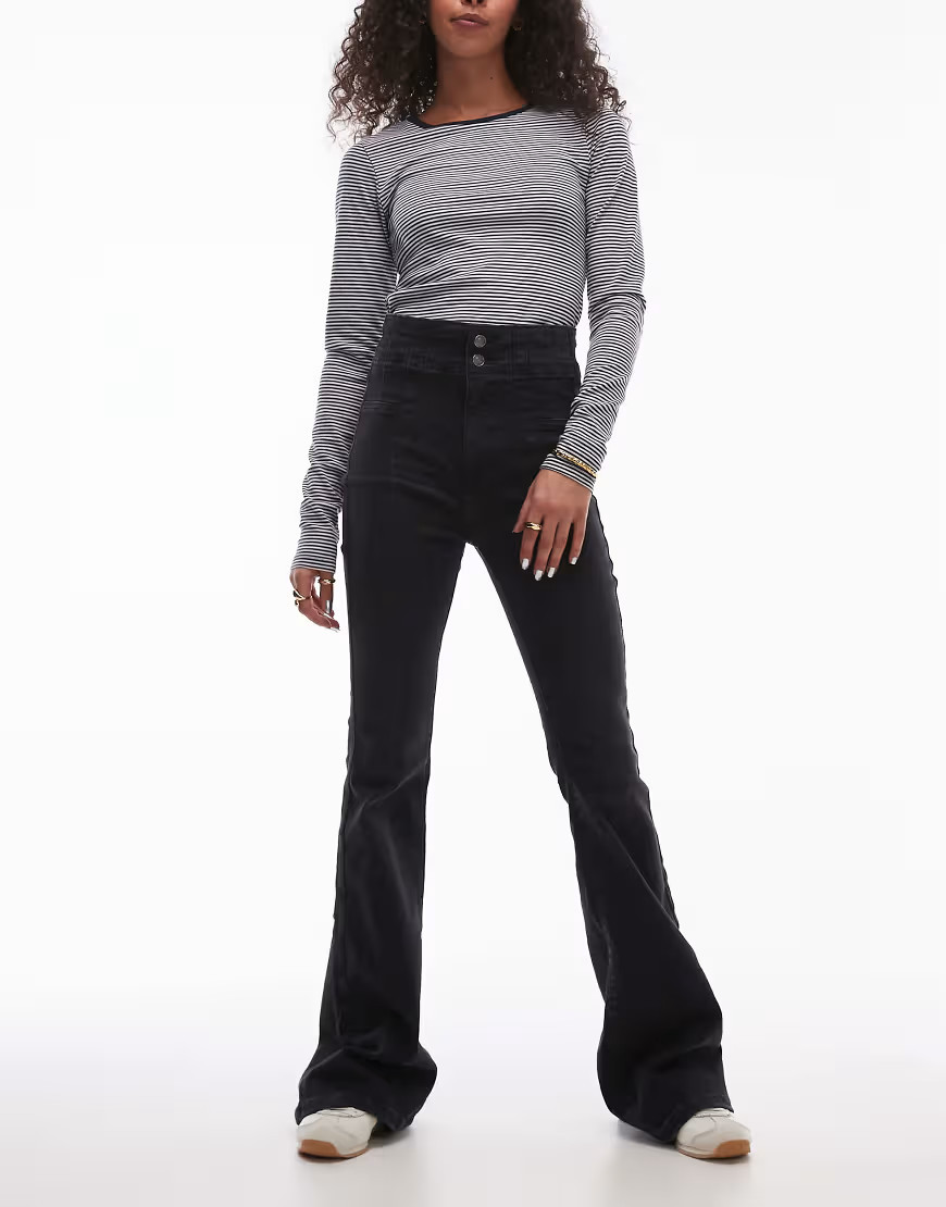 Free People jayde flared denim jeans in washed black | ASOS (Global)