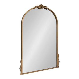 Kate and Laurel Myrcelle 32.50 in. H x 24.50 in. W Arch Metal Framed Gold Mirror 220925 - The Hom... | The Home Depot