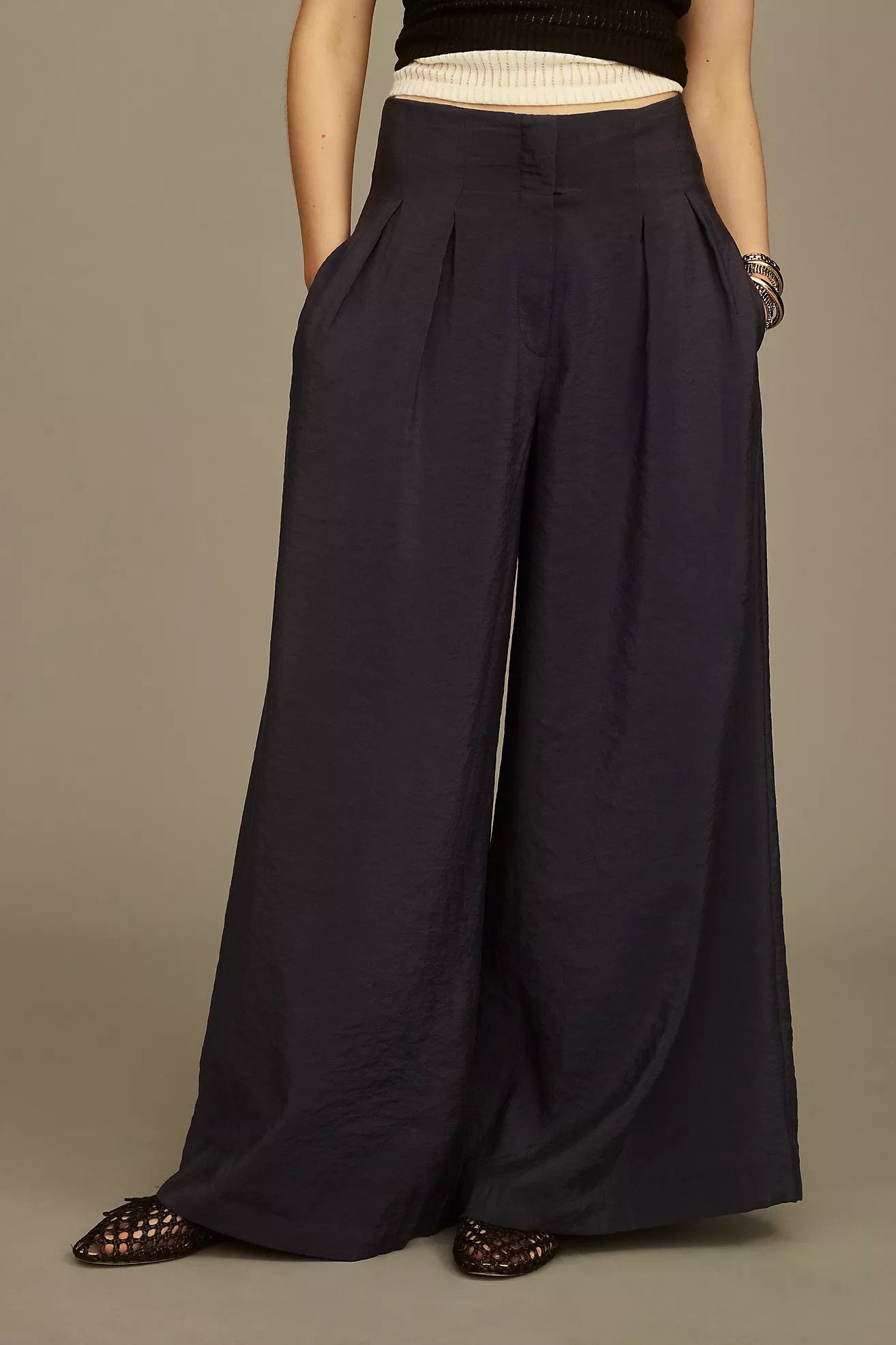 By Anthropologie High-Rise Pleated Wide-Leg Trousers | Anthropologie (US)