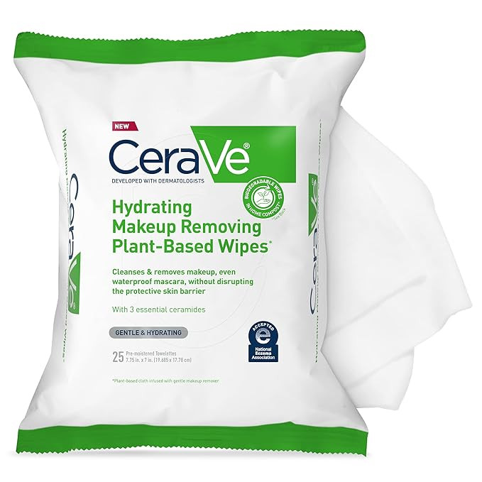 CeraVe Makeup Remover Wipes, Plant Based Face Wipes, Biodegradable in Compost, Waterless Face Was... | Amazon (US)