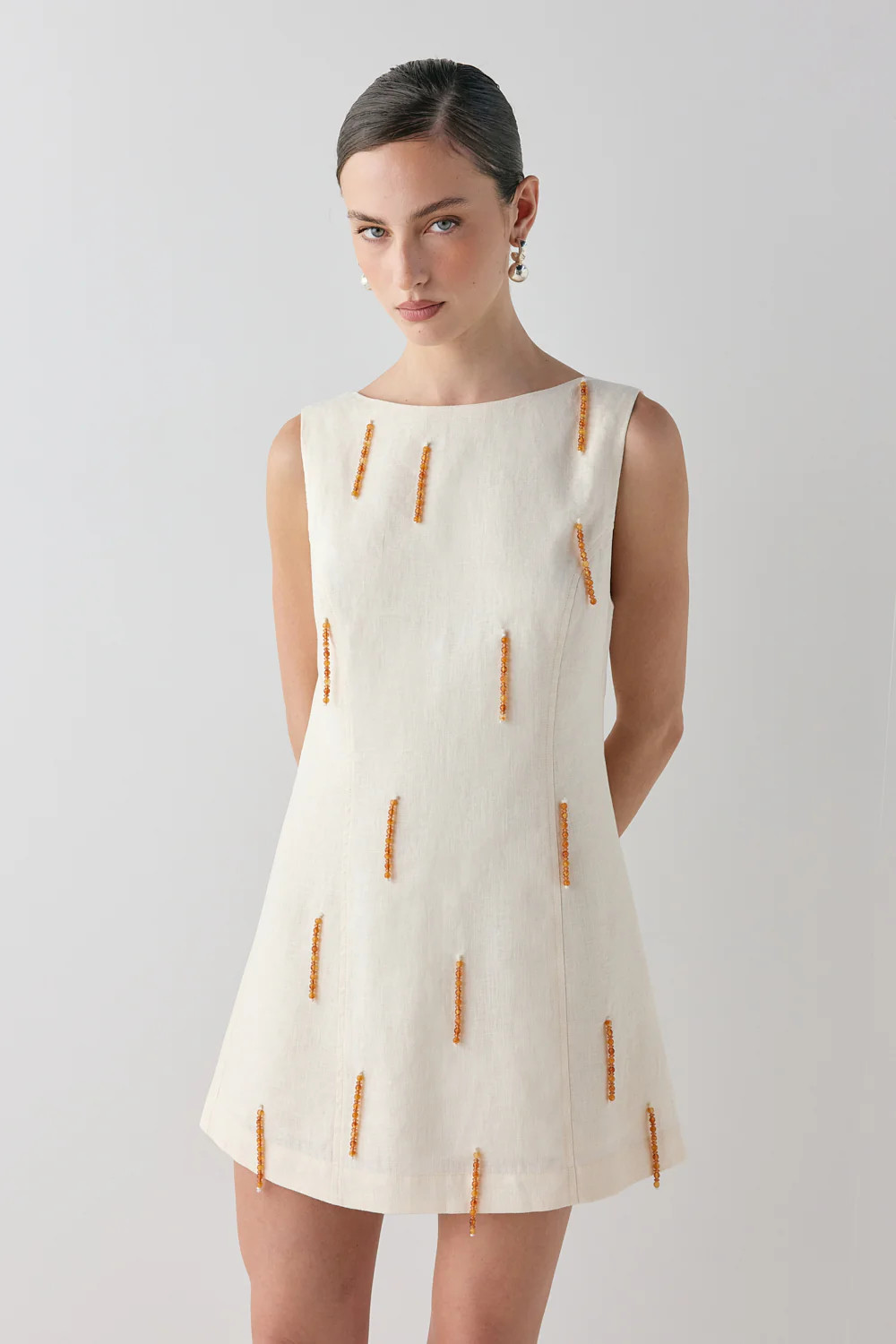 Anisa Linen Mini Dress Cream | VRG Grl
