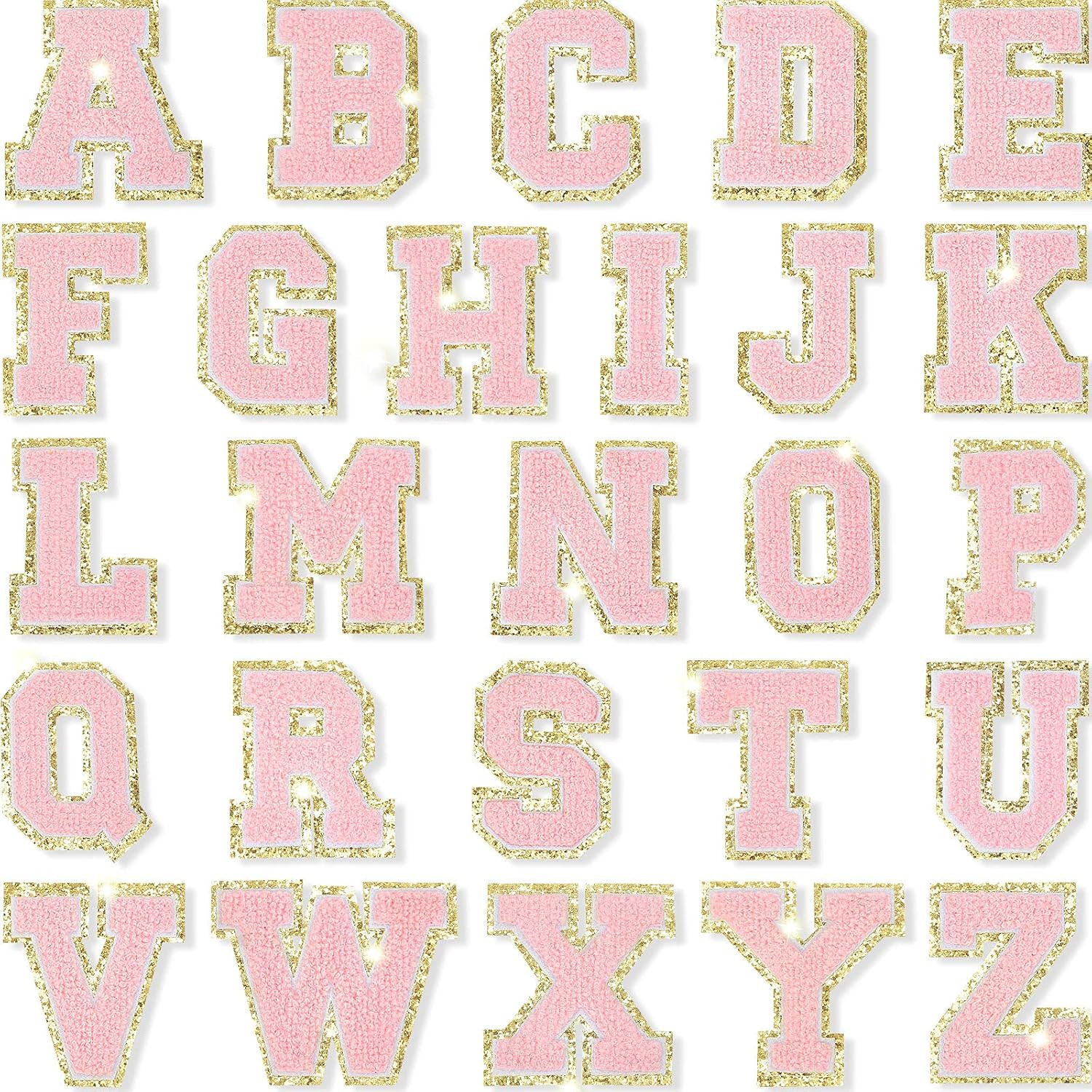 26 Pieces Glitters Patches Iron on Letters Chenille A-Z Patches Decorative Repair Embroidered Pat... | Amazon (US)