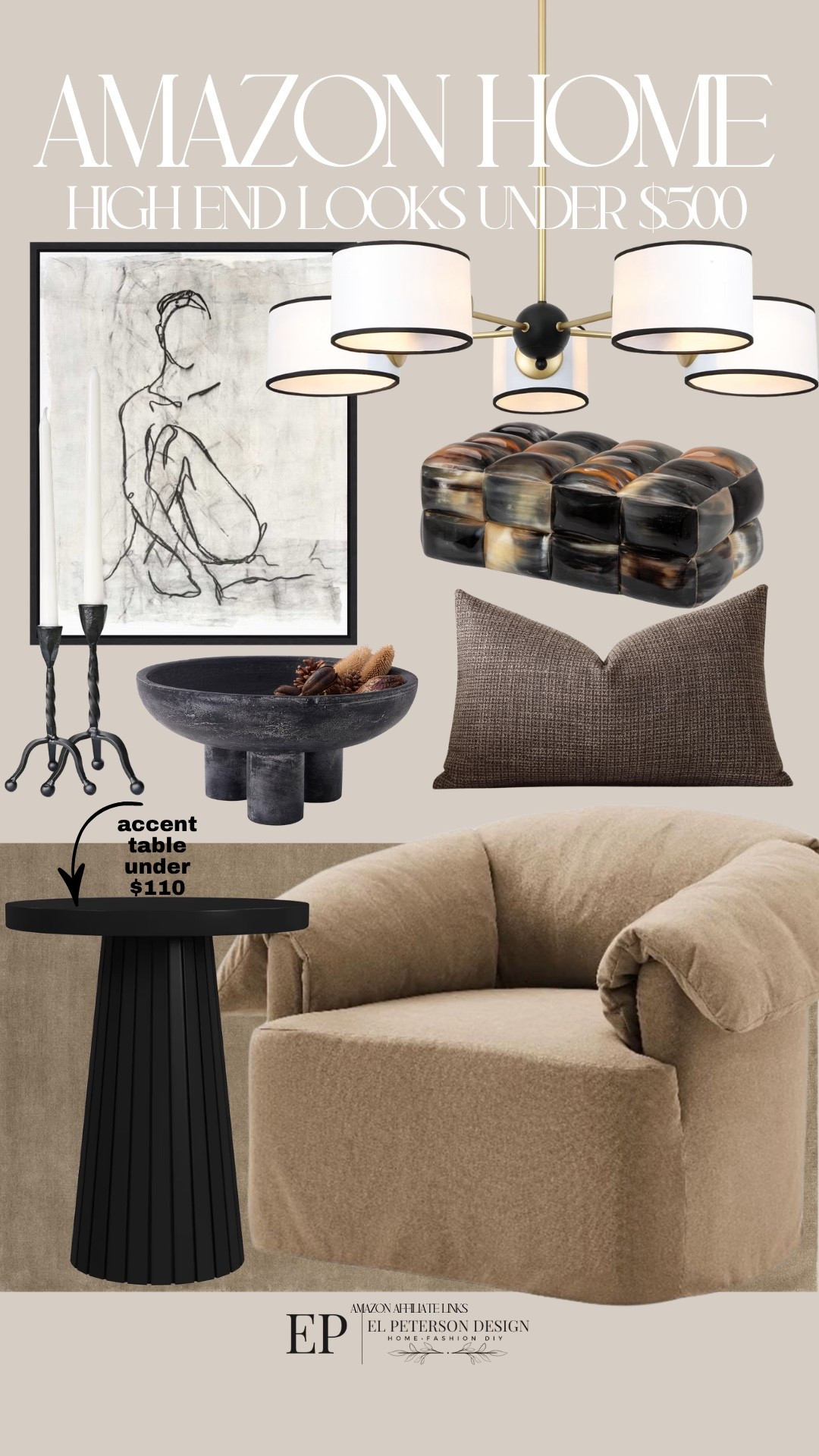 Amazon
Accent chair
Pillow
Decorative box
Pendant light
Bowl
Accent Table 
Artwork
Candle holder

#LTKHome