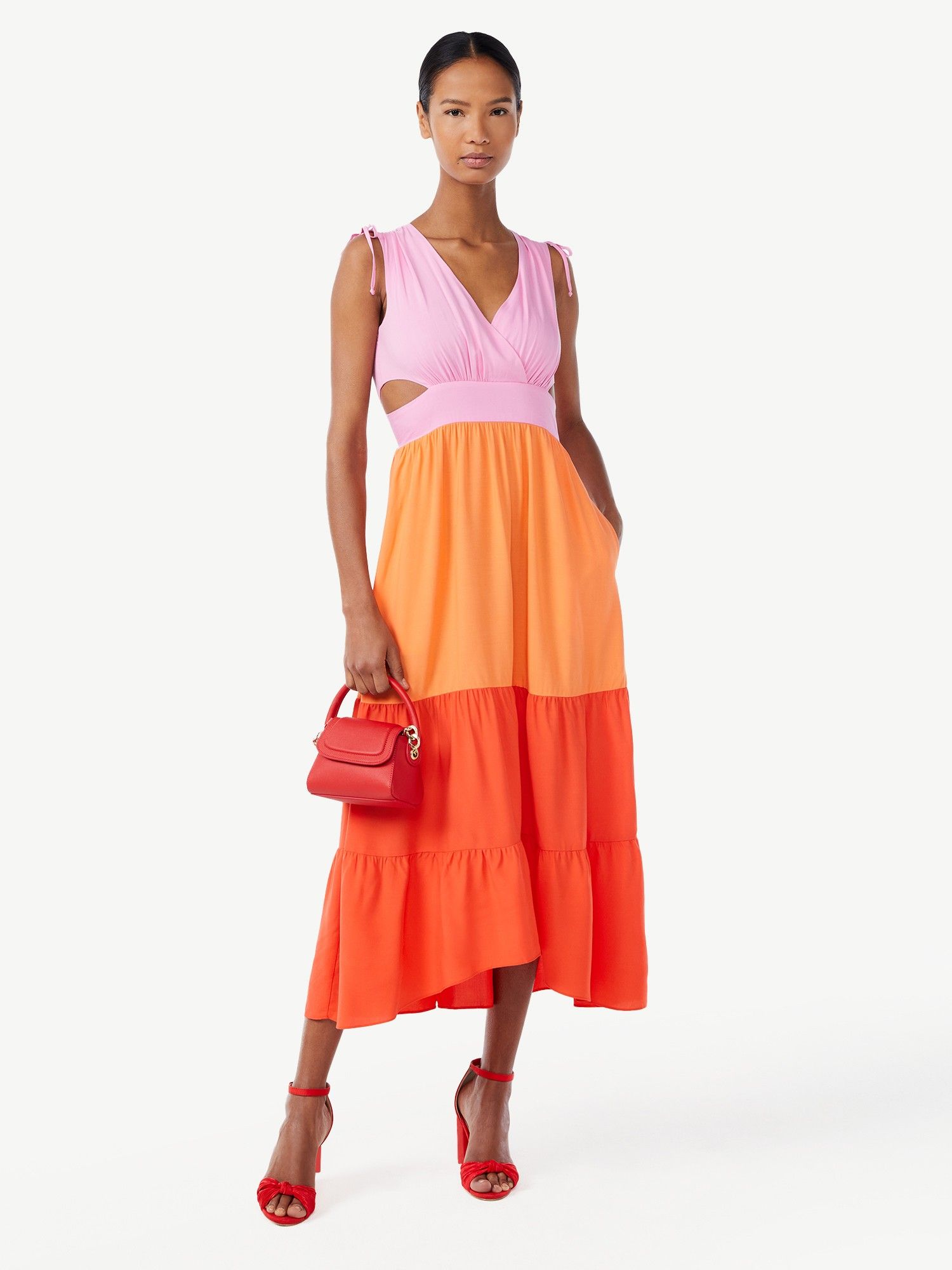 Scoop Women's Sleeveless Color Block Maxi Dress with Side Cutouts - Walmart Finds | Walmart (US)