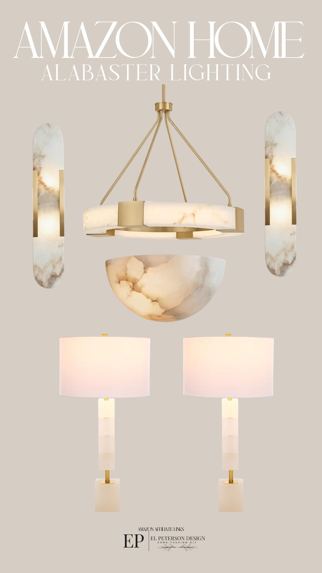 Amazon
Alabaster Lighting
Chandelier
Wall sconces
Table lamp


#LTKHome