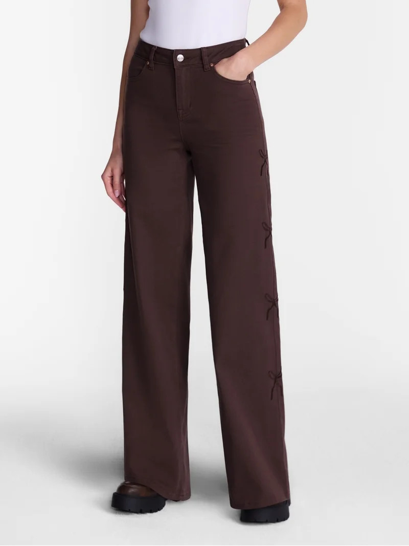 Madden NYC Women\u2019s Ultra 90's Jeans with Bow Embroidery, 32'' Inseam, Sizes 00-18 | Walmart (US)