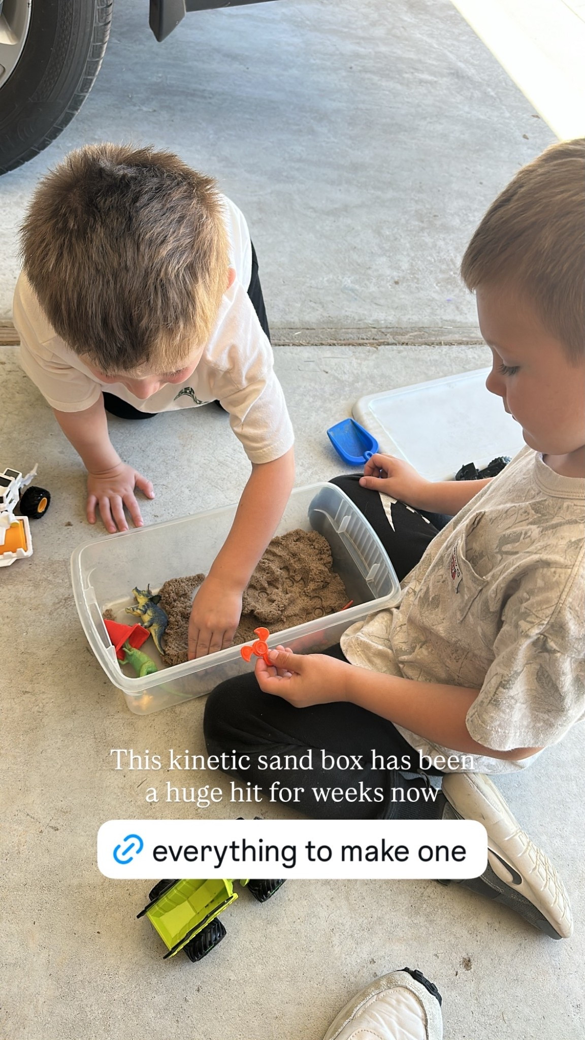 This kinetic sand box has been a huge hit for weeks now 🦖🏎️🚜

#LTKKids #LTKActive #LTKmomlife