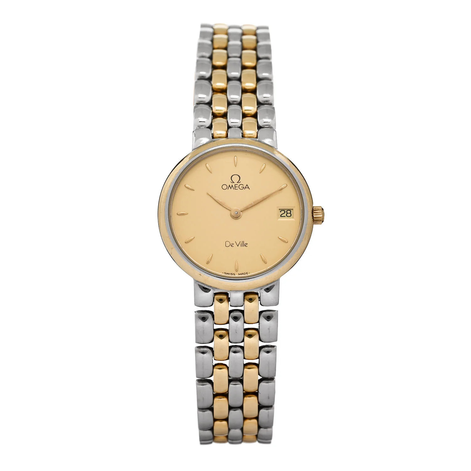 Stainless Steel 18K Yellow Gold 25mm De Ville Quartz Watch Champagne 72801100 | FASHIONPHILE (US)