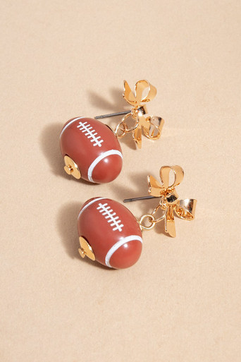 Bow Football Drop Earrings | Francesca's