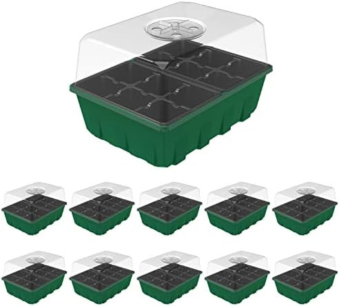 Gardzen 10-Set Garden Propagator Set, Black Seed Tray Kits with 120-Cell, Seed Starter Trays with... | Amazon (US)