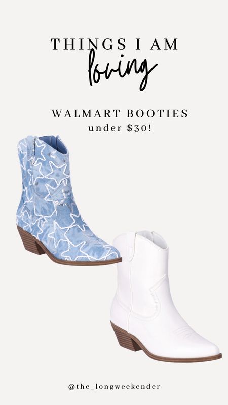 These booties are so cute + would be perfect for the 4th of July! 

Booties, 4th of July, 4th of July outfit, boots, cowboy boots, concert outfit 

#LTKxWalmart #LTKShoeCrush #LTKFindsUnder50