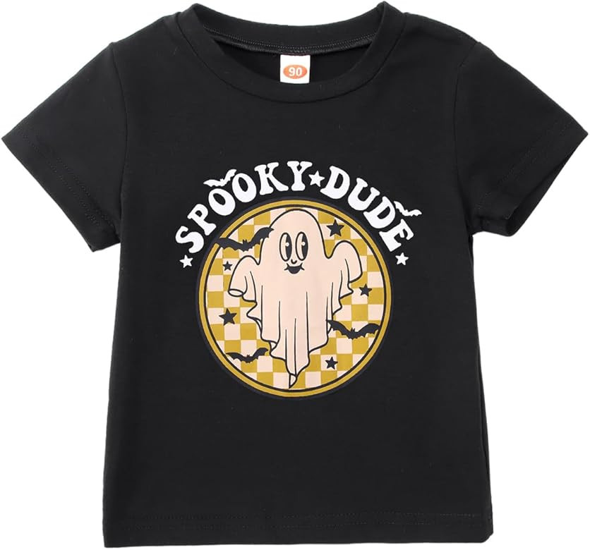MODNTOGA Toddler Boy Halloween T-Shirt Baby Girl Ghost Graphic Tops Spooky Dude Letter Tee Short ... | Amazon (US)