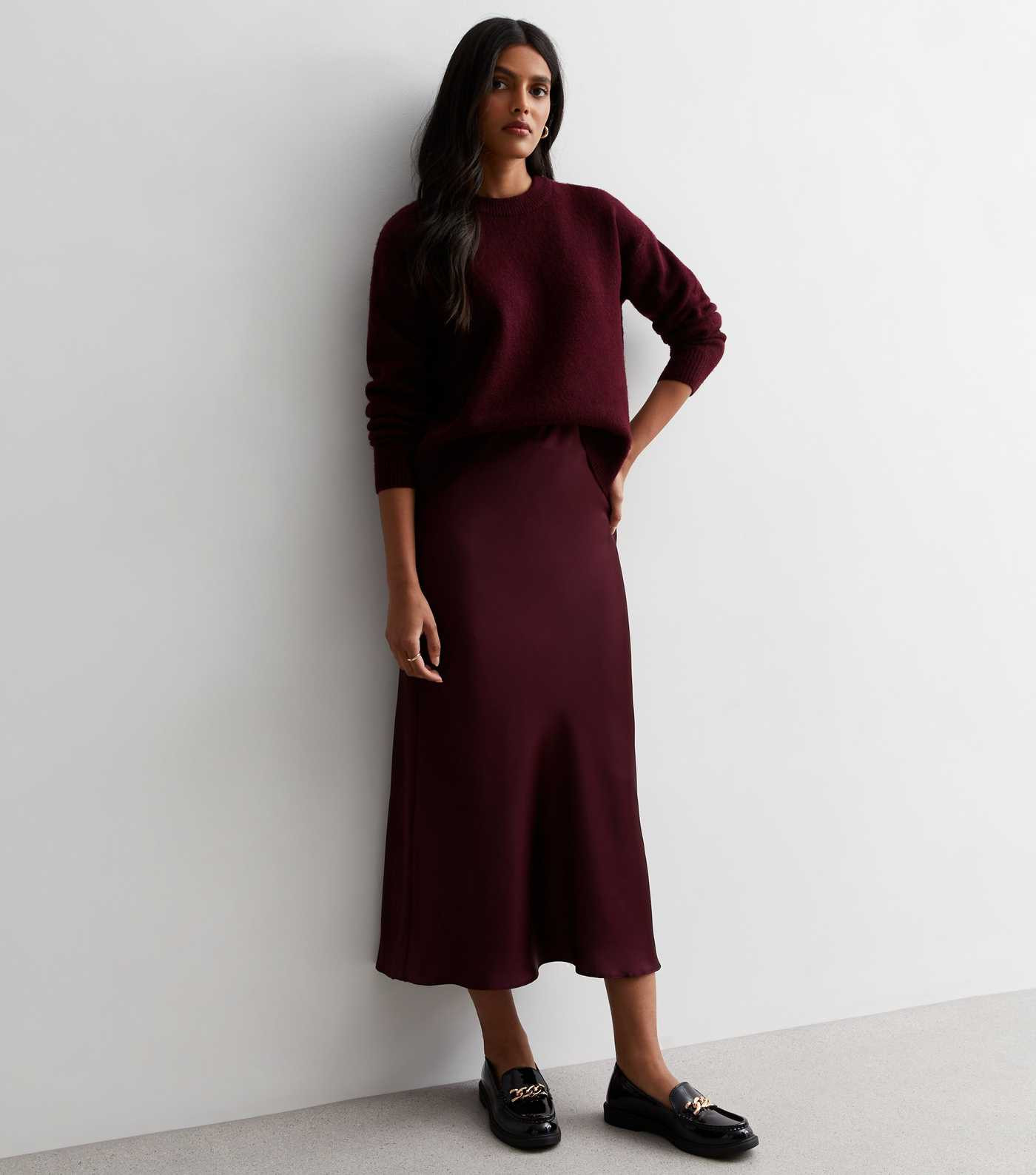 Burgundy Satin Bias Cut Midaxi Skirt
						
						Add to Saved Items
						Remove from Saved Item... | New Look (UK)