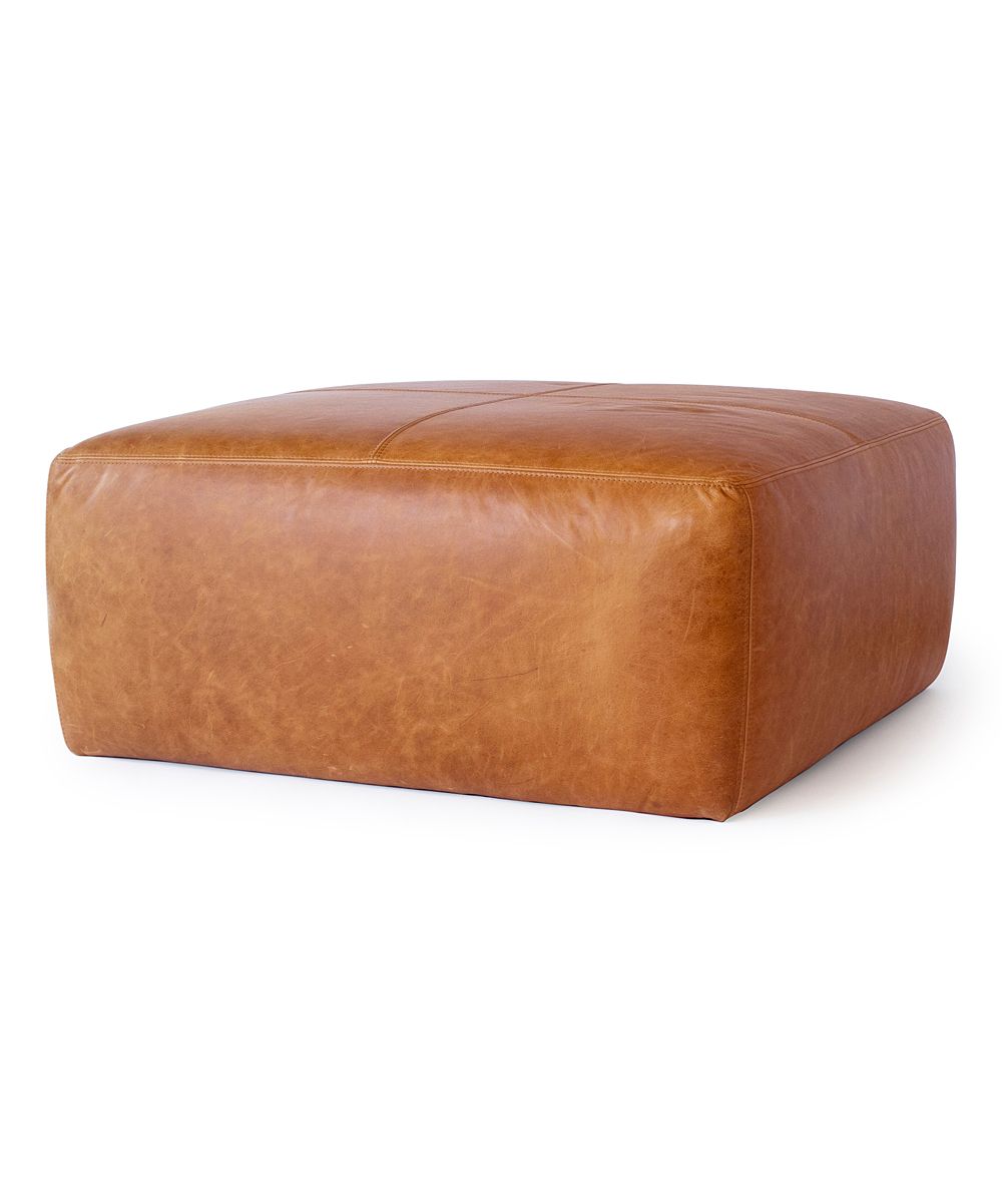 Poly & Bark Ottomans Cognac - Cognac Tan Sequoia Ottoman | Zulily