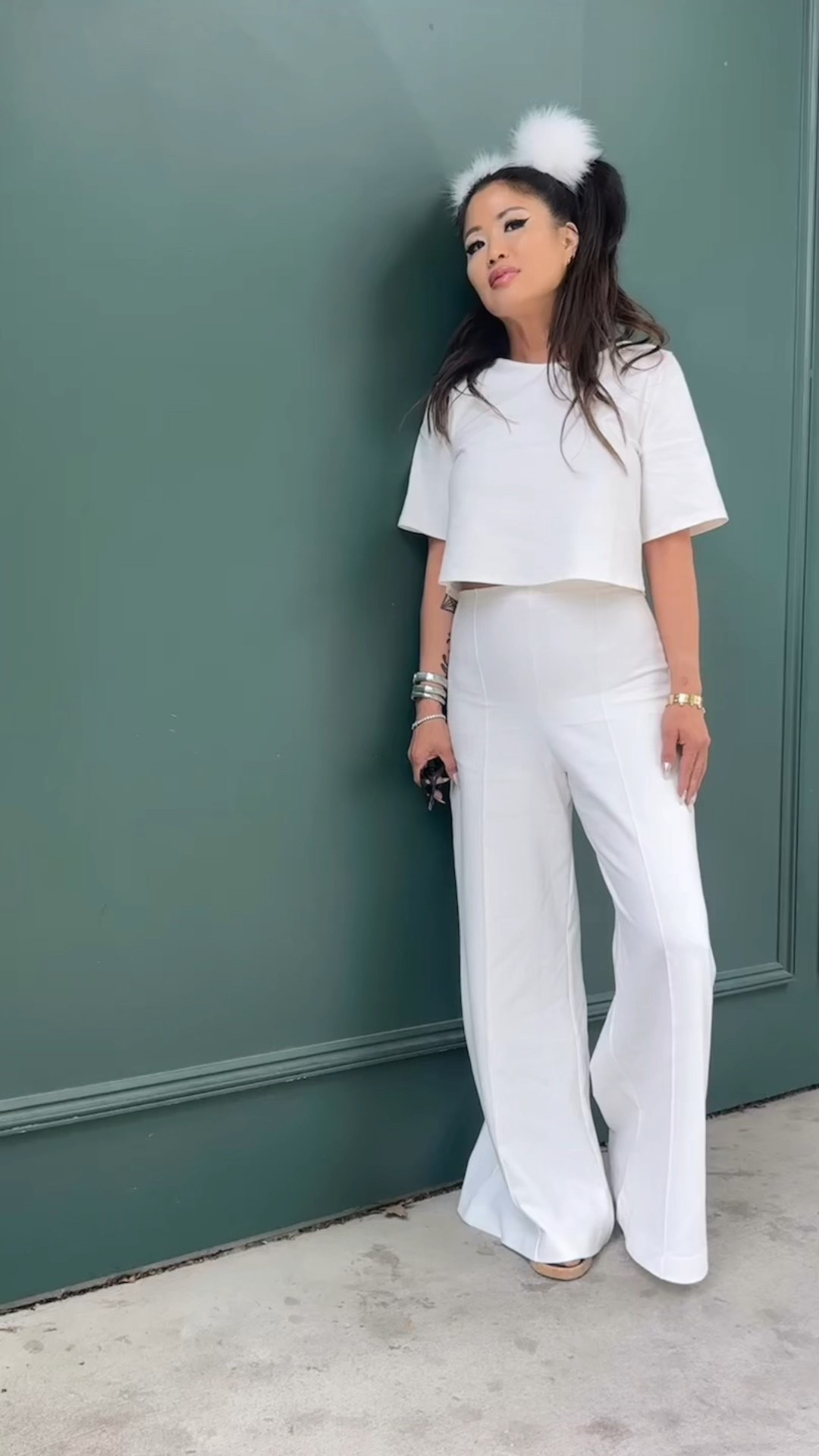 Ripley Radar set is TDF!  So many compliments! The pants are super stretchy, comfortable locks, and a long get your legs making you look super tall!!! Completed the lewk with Playful Pom Pom’s and pigtails 🤍🫰