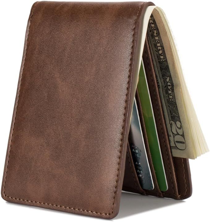 Mens Slim Front Pocket Wallet ID Window Card Case with RFID Blocking | Amazon (US)