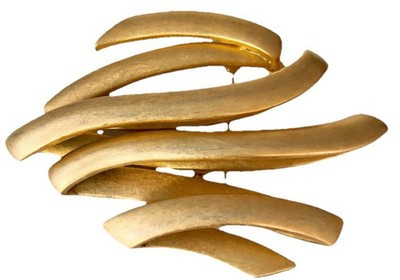 Vintage Modernist Gold Tone Abstract Sculptural Statement Brooch Pin Large 2.5” | eBay US