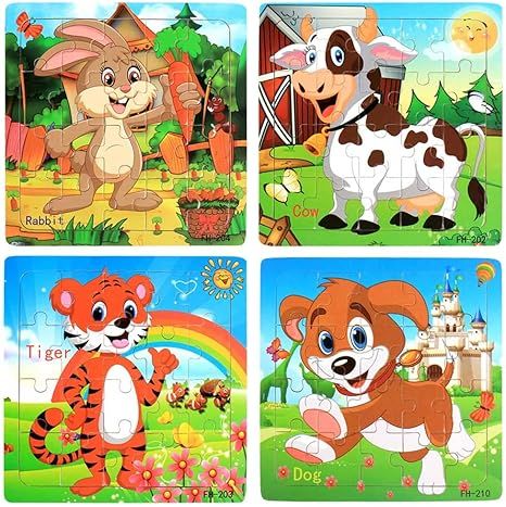 Wooden Jigsaw Puzzles Set for Kids Age 3-5 Year Old 20 Piece Animals Colorful Wooden Puzzles for ... | Amazon (US)