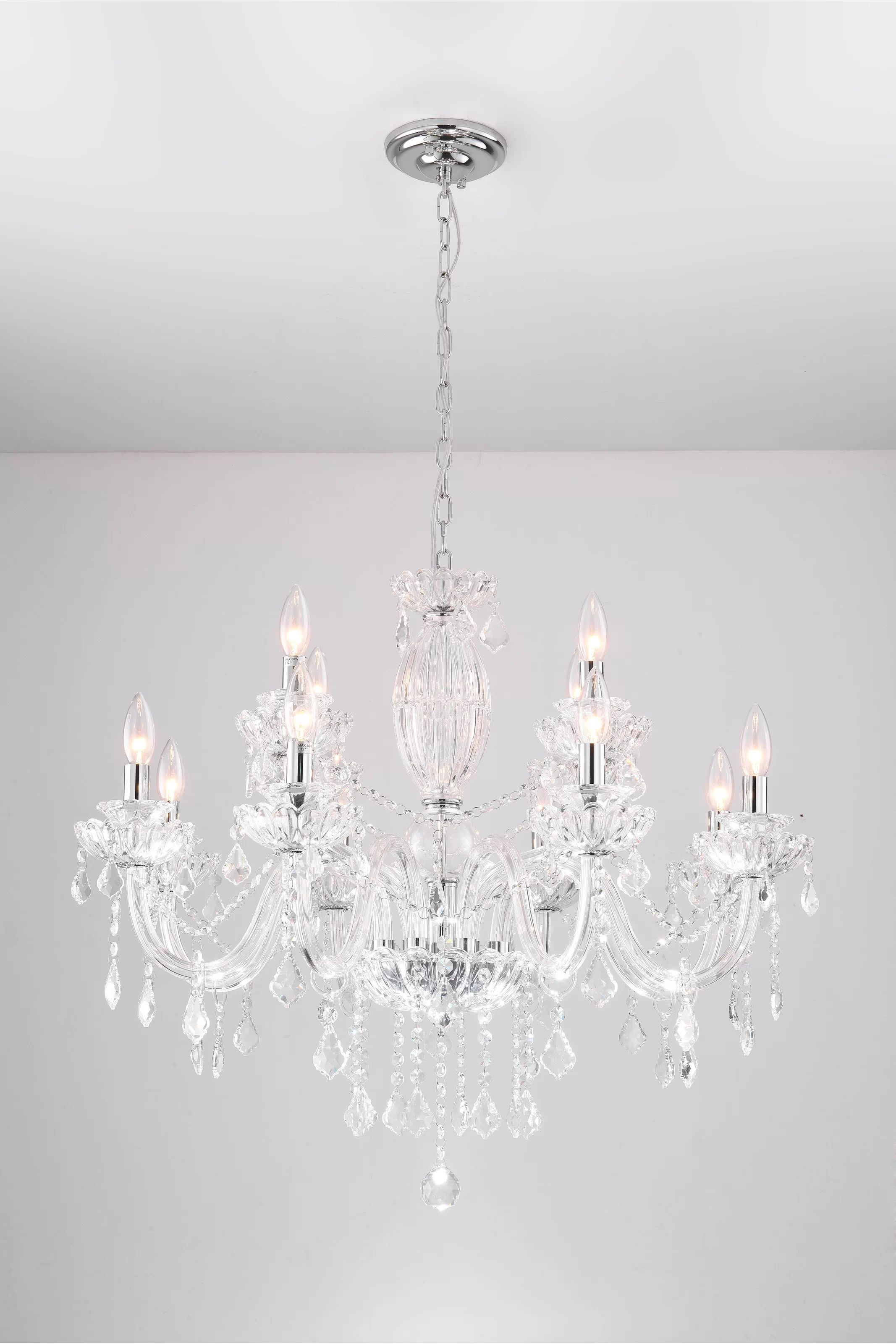 Damitri 12 - Light Candle Style Traditional Chandelier with Crystal Accents | Wayfair North America