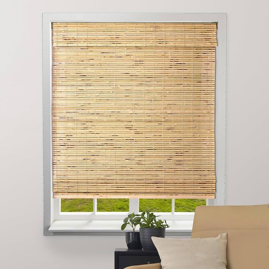 ARLO BLINDS Sheer Bamboo Roman Shades with Valance - Petite Rustique, 34" W x 74" H - Light Filte... | Amazon (US)