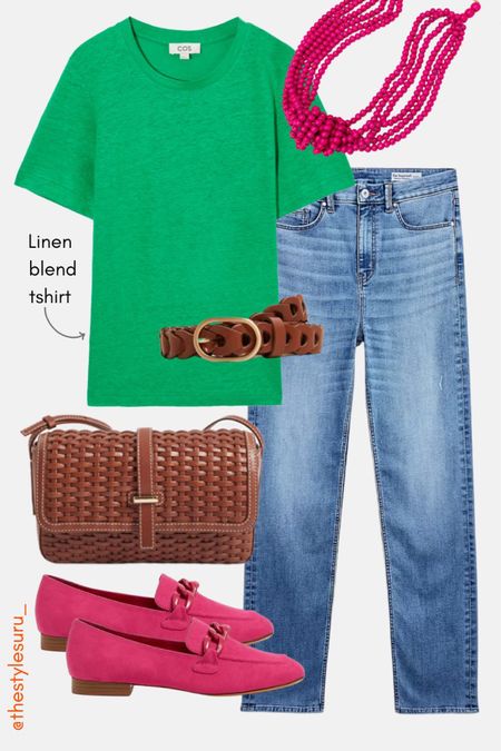 Styling a colour outfit for an interesting outfit🌈 green T-shirt, straight leg jeans, tan accessories with a pop of pink in the shoes and jewellery🔥
*Check out that linen blend T-shirt ❤️ and those accessories ❤️❤️❤️ The shoes are showing as black but the link is for pink x
Follow me on Instagram for more style tips, ideas and so much more💃
Sharon xx

#LTKFind #LTKunder50 #LTKeurope
