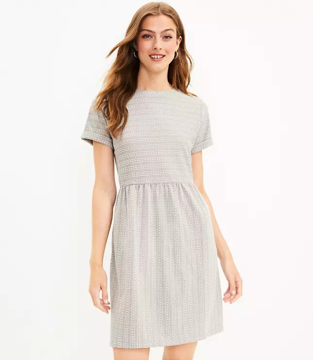 Jacquard Button Back Swing Dress | LOFT