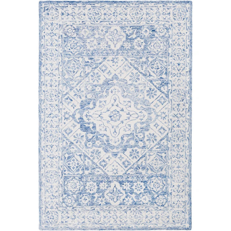 Clarktown Handmade Wool Pale Blue/Ivory Rug | Wayfair North America