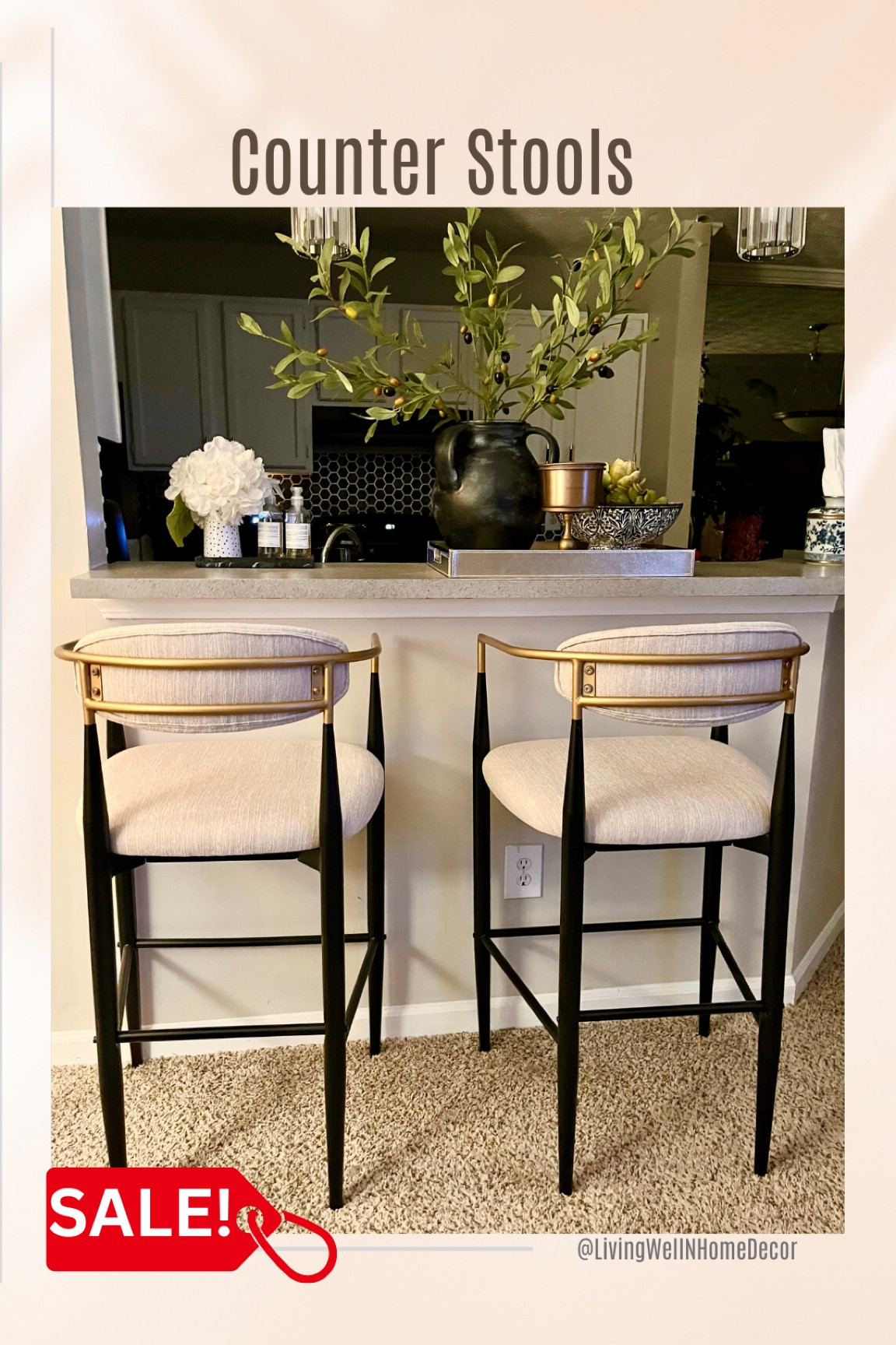 Elmore Fabric and Iron 25 Inch Counter Stools (Set of 2) by Christopher Knight Home - Beige/Black/Gold
Labor Day Sale! 

#LTKFallSale #LTKSaleAlert #LTKHome
