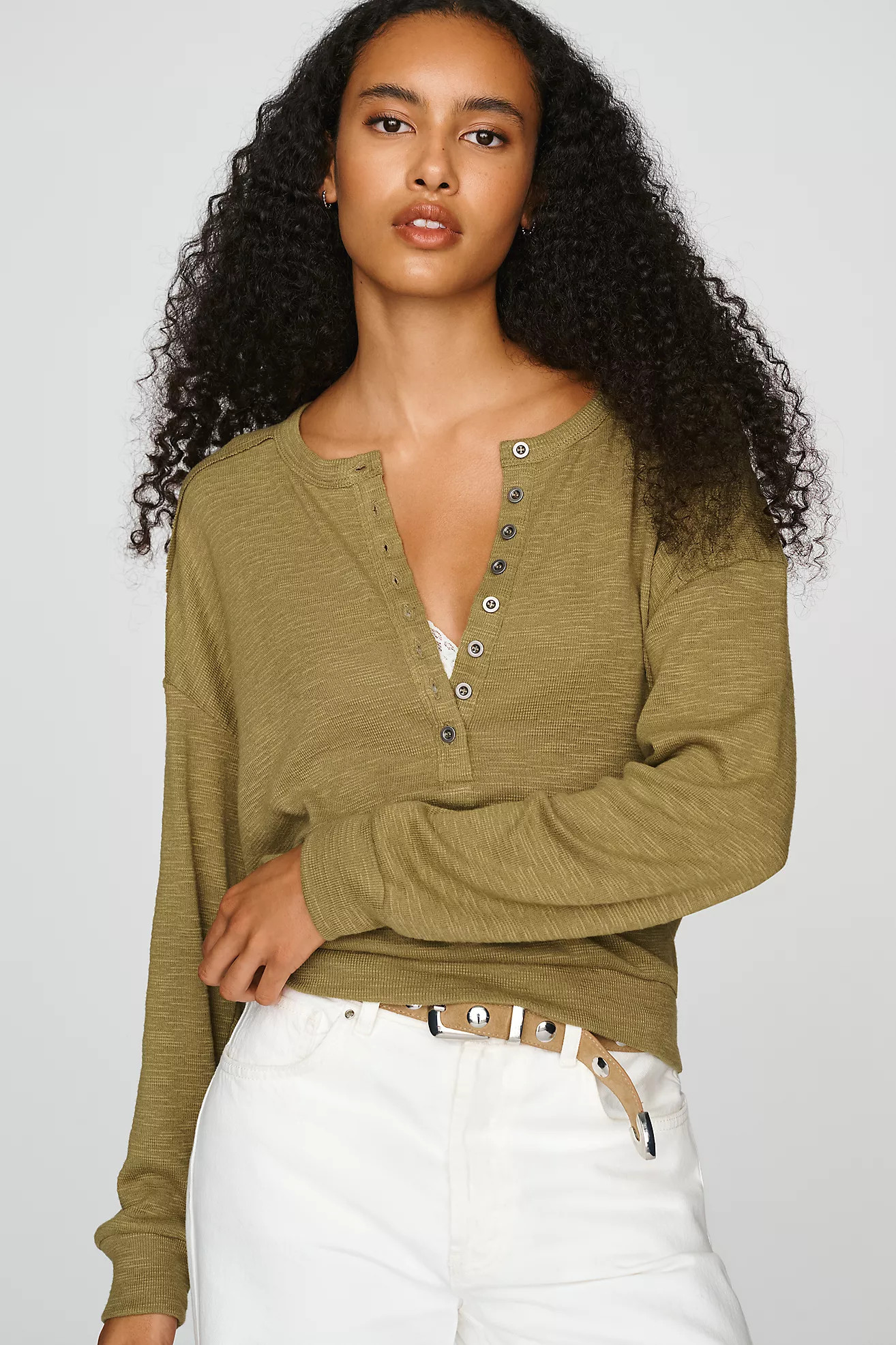 Pilcro 100% Cotton Slub Henley Top | Anthropologie (US)