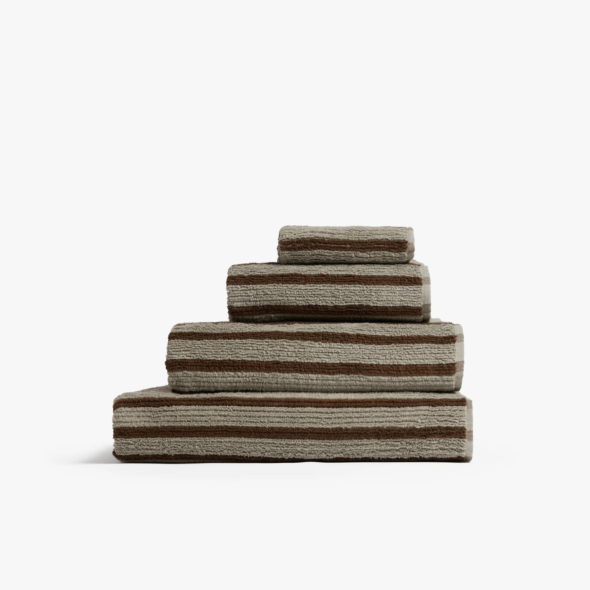 Organic Resort Stripe Towels (Moss with Java) | Parachute