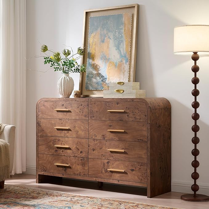 Curved 8 Drawer Dresser for Bedroom, 53.82'' Wide Chest of Drawers, Modern Storage Cabinet for Ha... | Amazon (US)
