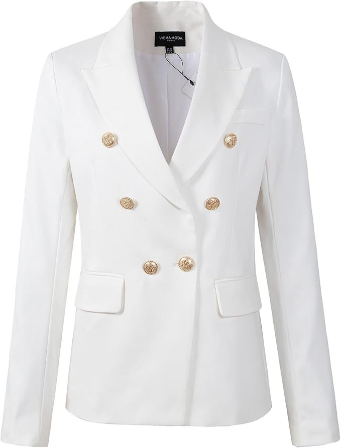 Womens Double Breasted Military Style Blazer Ladies Coat Jacket | Amazon (US)