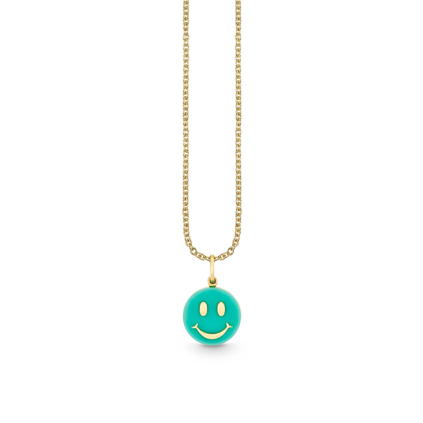 Gold & Gemstone Carved Stone Happy Face Charm | Sydney Evan