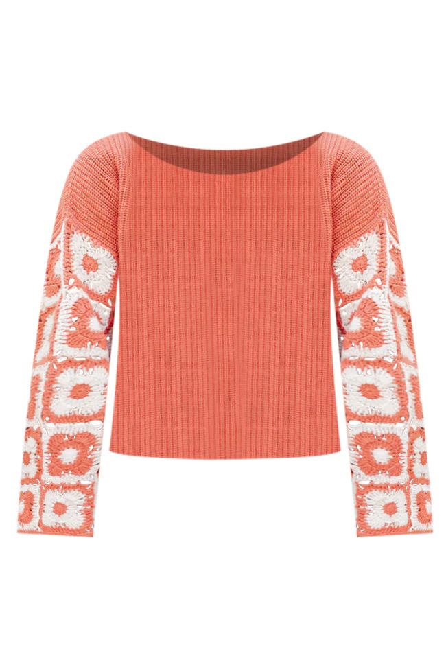 Do Your Best Rust Multi Crochet Sleeve Sweater | Pink Lily