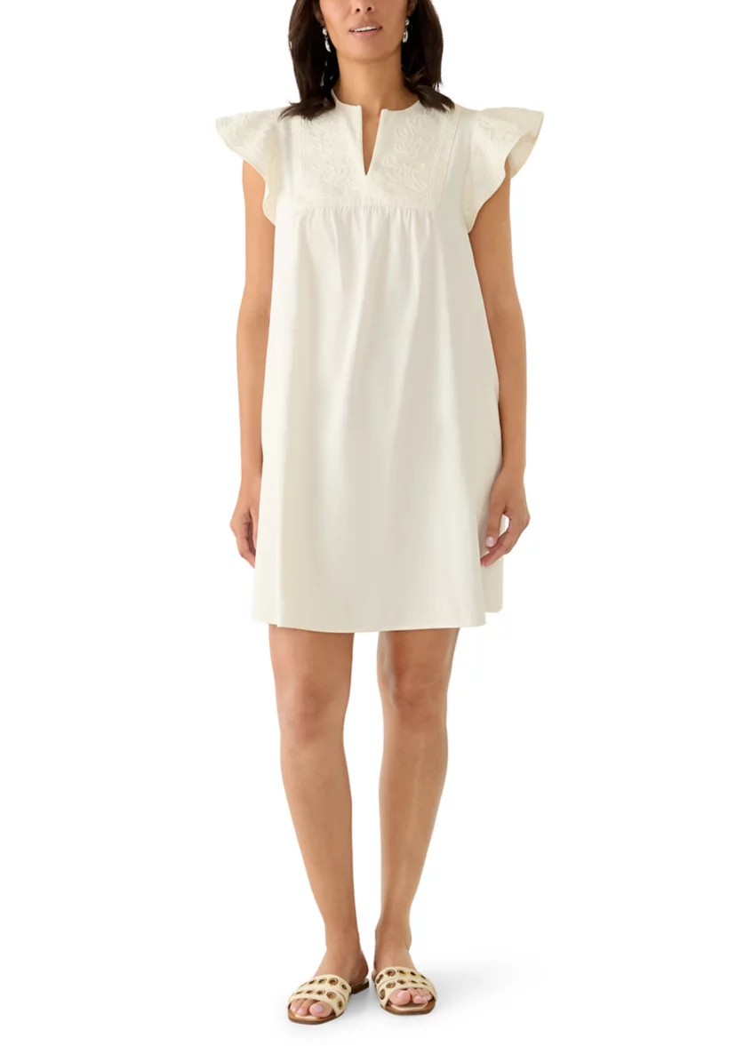Women's Short Flutter Sleeve Embroidered Dress | Belk