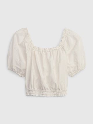 Kids Linen-Cotton Puff Sleeve Top | Gap (US)